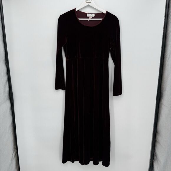 CDC Vintage Deep Red Velvet Long Sleeve Formal Dress Size 6 - Picture 1 of 11